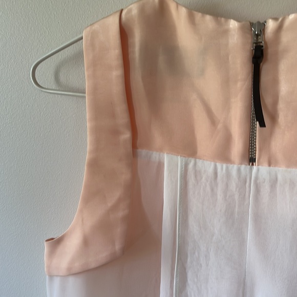 CUE Peach White High Neck Sheer Back Sleeveless Tank Top Blouse - Picture 7 of 13